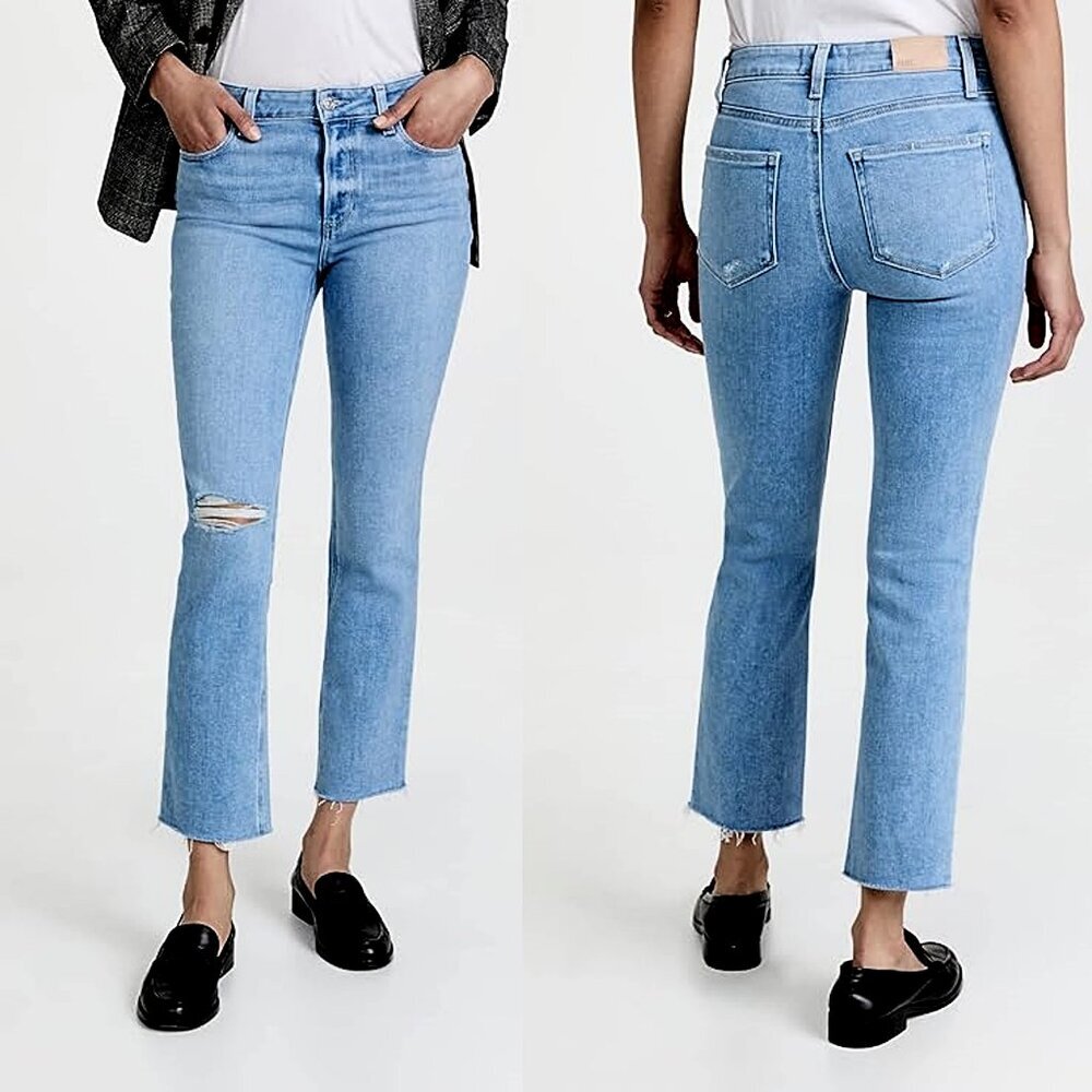 NWT New $229 PAIGE Cindy Raw Hem Cruiser Destructed Jeans Size 27